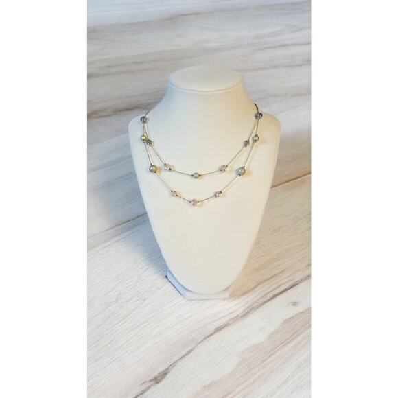 Ann Taylor Loft Beaded Layered Gold Tone Necklace - Picture 2 of 7